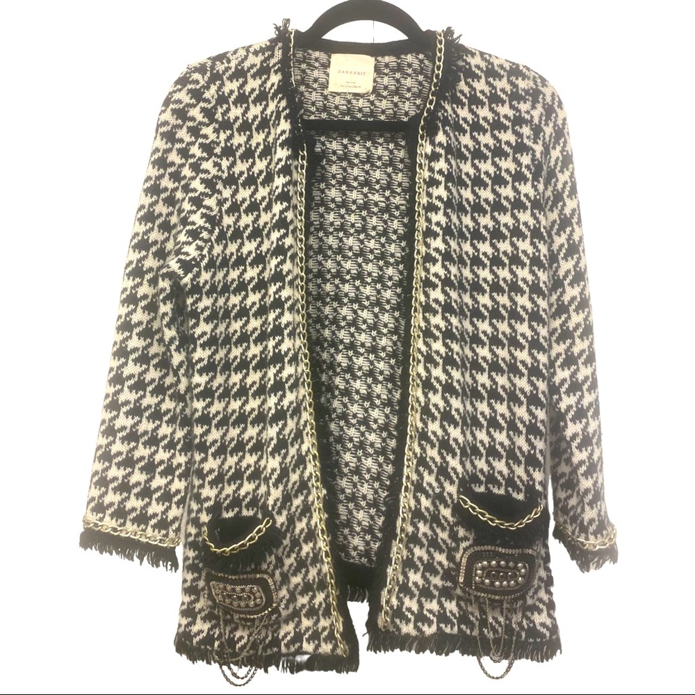 ZARA black & white chic cardigan